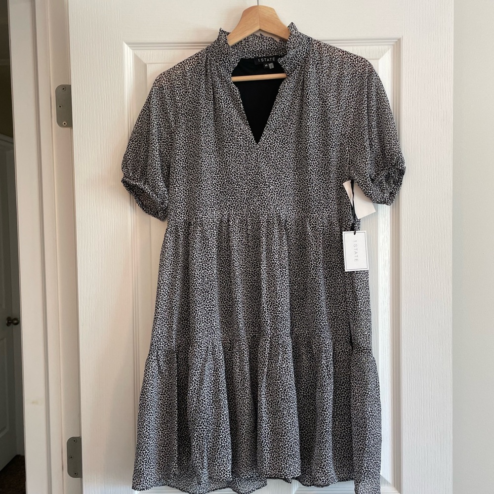 1.State Black and White Dress